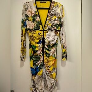 Roberto Cavalli multi color midi dress size US 12 (IT 48)